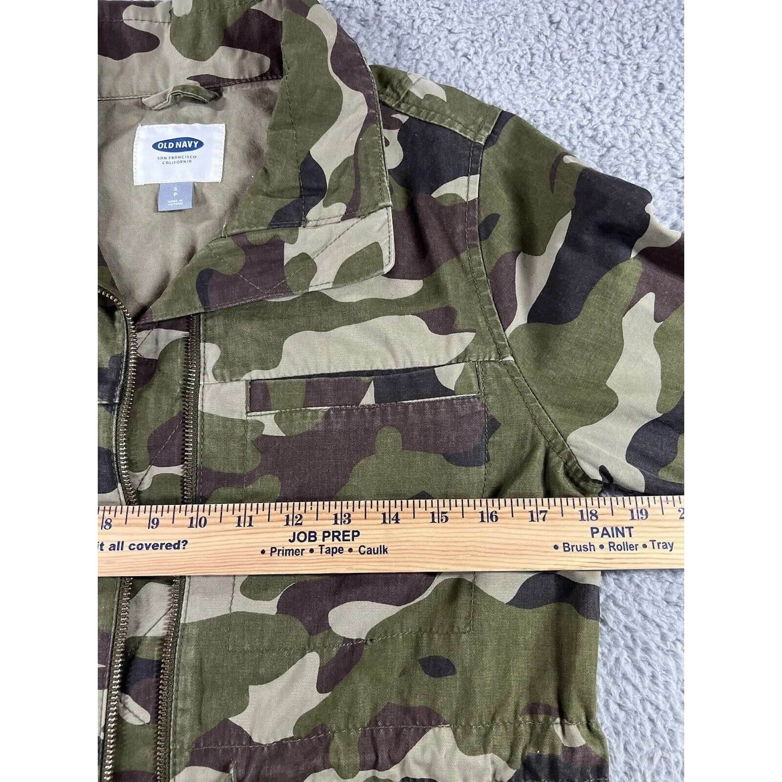 Old Navy‎ Camo Jacket Women Small Full Zip Utility Military Cinch Waist - Image 7