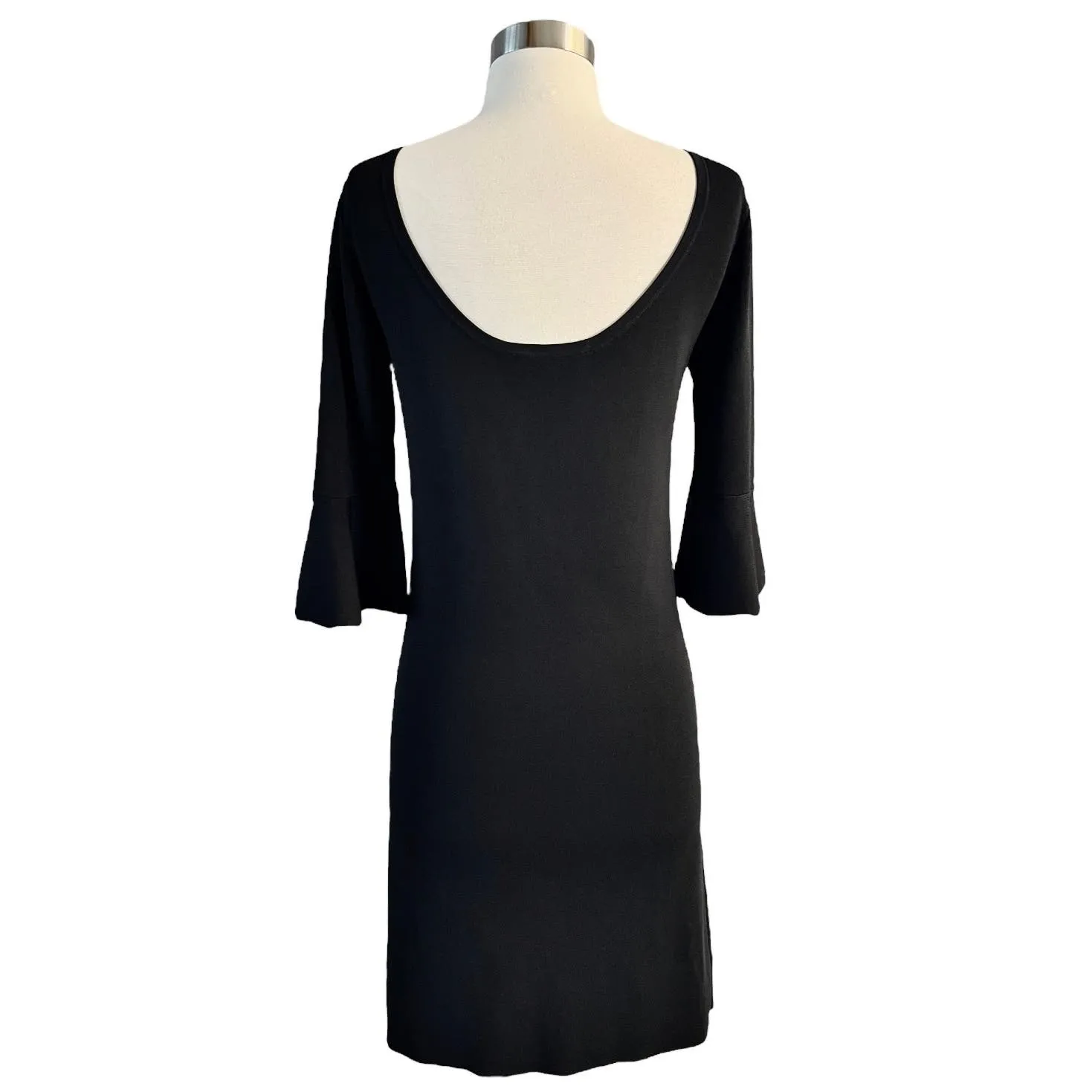 GERARD DAREL Paris Black Knit Dress 3/4 Bell Sleeves Round Neck Size 1 Small - Image 2