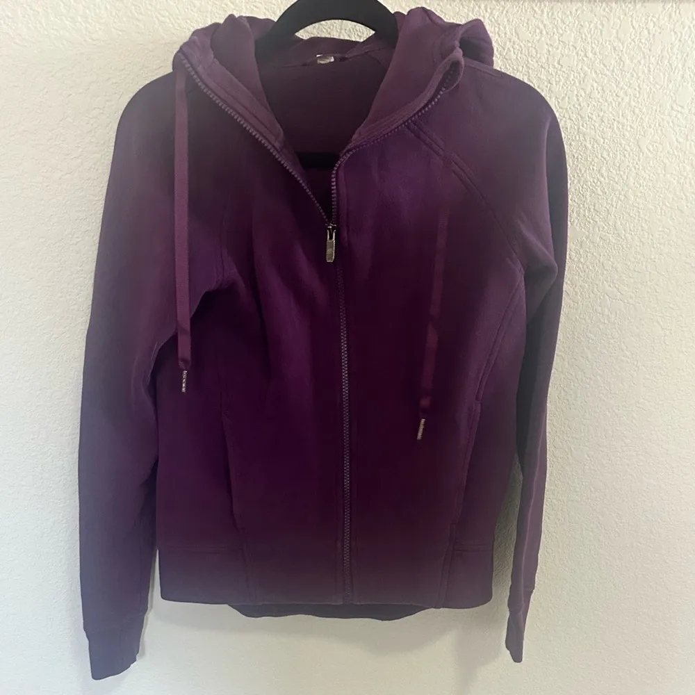 Lululemon Fleece Please Hoodie Zipped Sweatshirt Darkest Magenta Purple Size 4 - Image 4