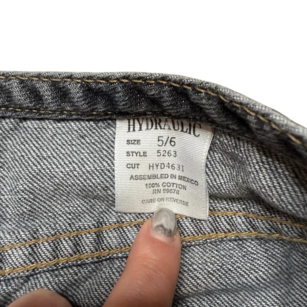 Y2K vintage Hudraulic low rise Flare button front waistless jeans size 5 / 6 - Image 9