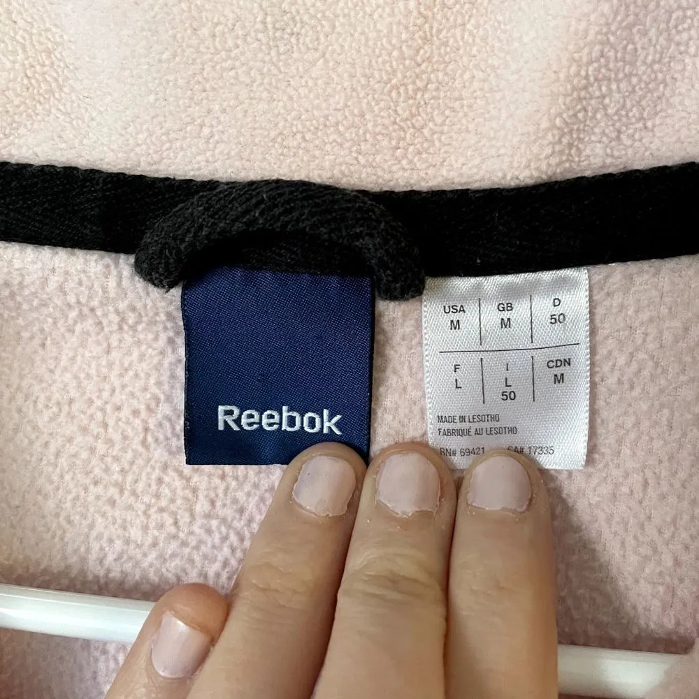 Reebok pink fleece half zip long sleeved top sweater classic warm comfortable - Image 3