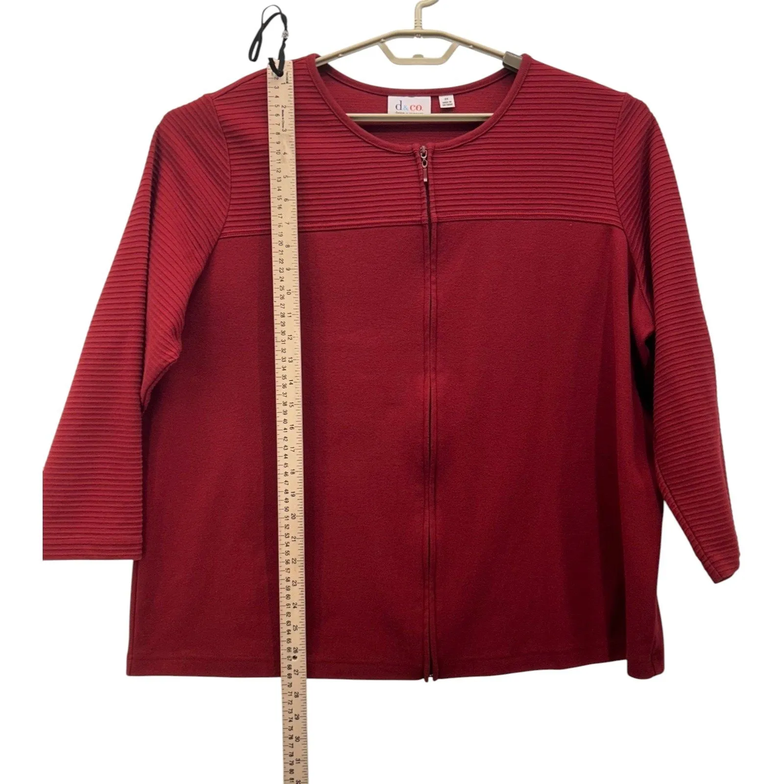 Denim And Co Womans Cardigan Size 2X Maroon Wine Autumn Fall Warm Comfy‎ Cozy Red - Image 12