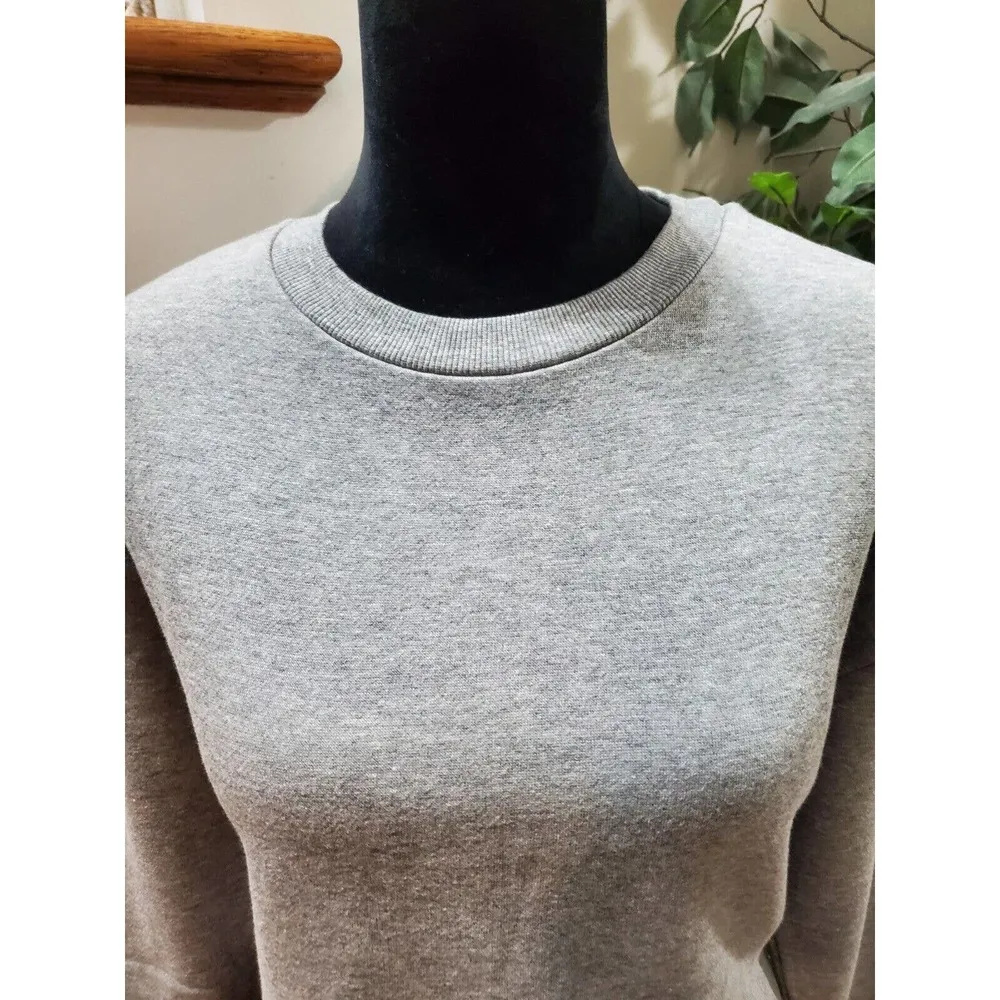 Socialite  Gray Solid Cotton Long Sleeve Cropped Crew Neck Pullover Sweater Small - Image 3