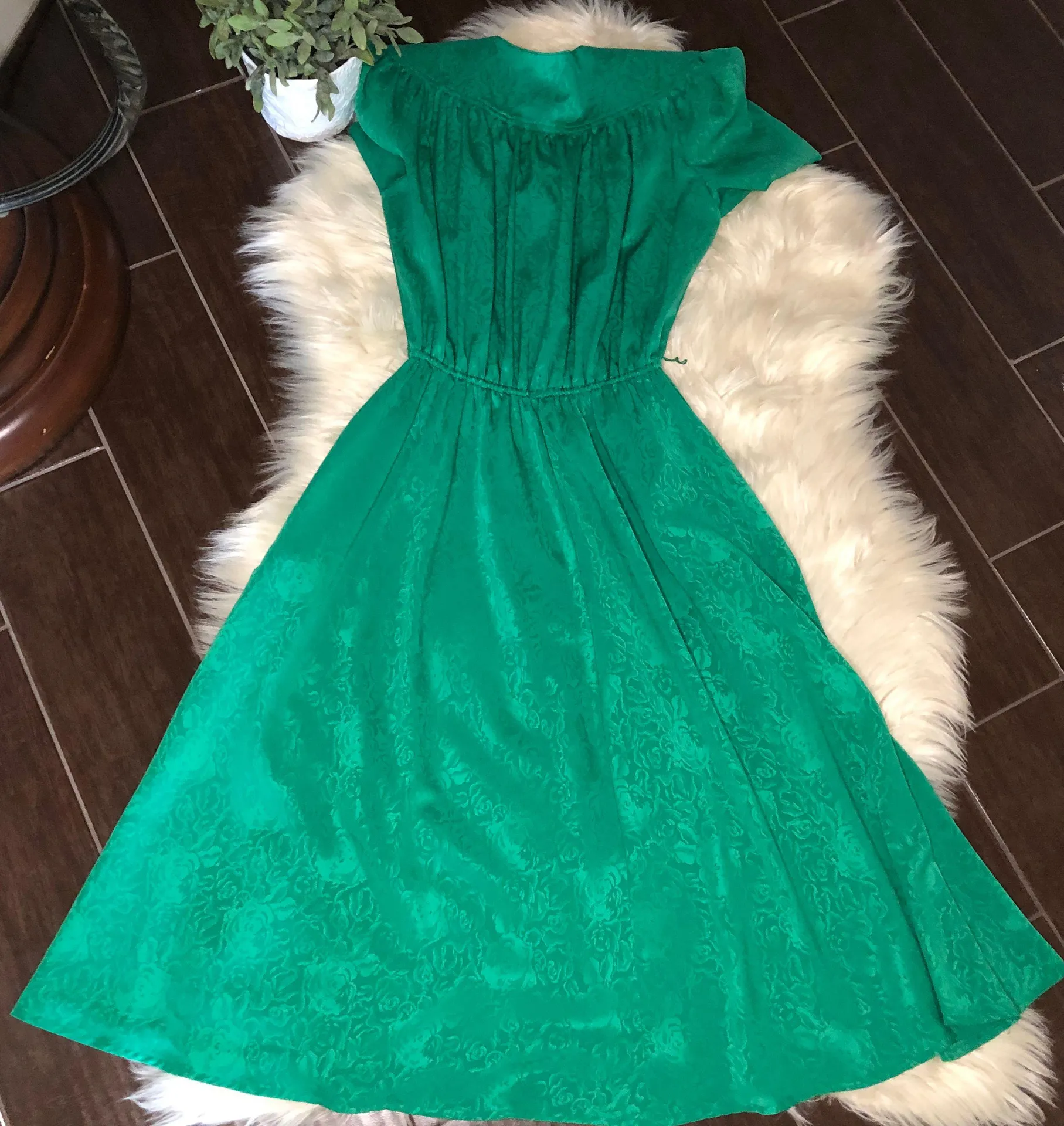 petites green vintage dress sz 10 - Image 5