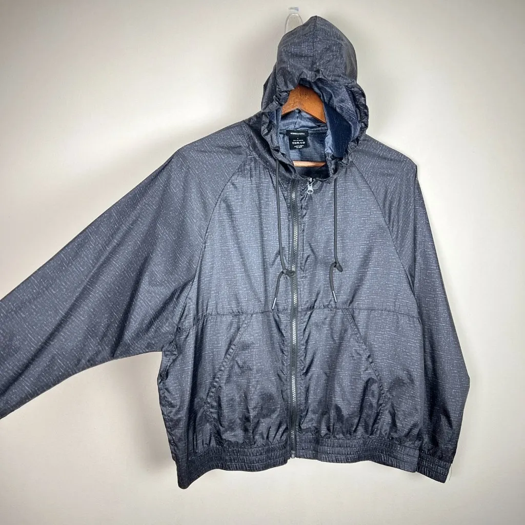 BCBG MAX AZRIA Windbreaker Hoodie Jacket‎ Womens Large Black Gray Lightweight L - Image 6