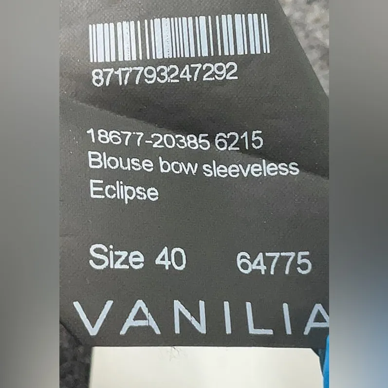 Vanilia Danish Viscose Crepe Blouse with Neck Tie Dark Navy Blue Top EU40 sz M - Image 3