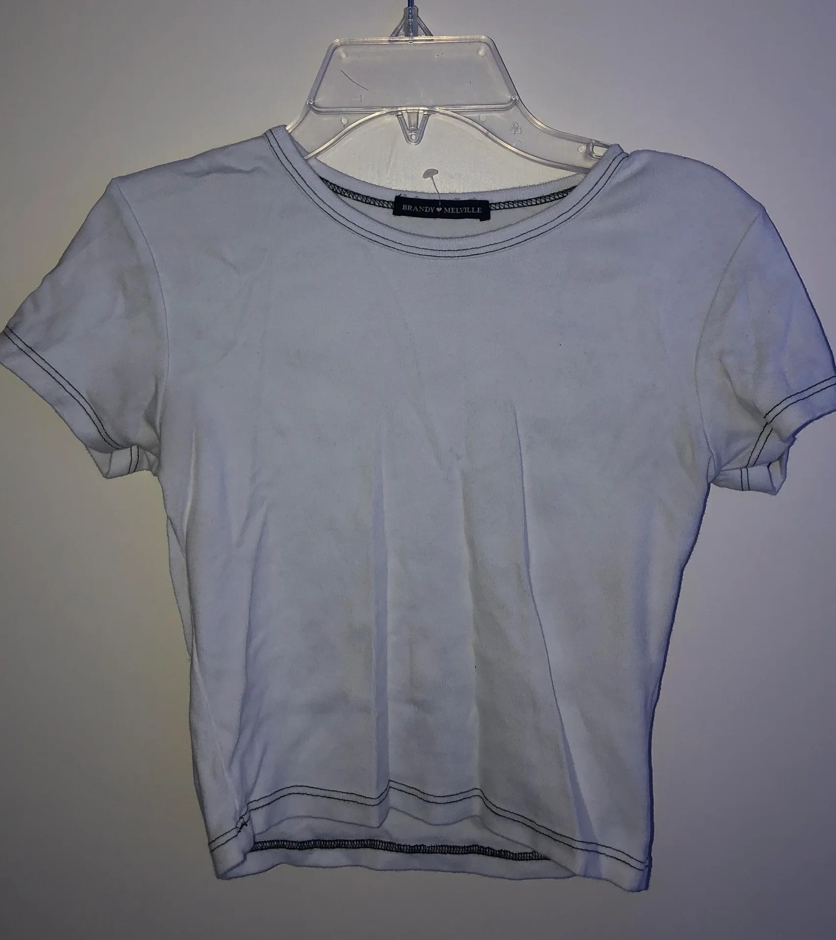 Brandy Melville white tee with black stitching - Image 2
