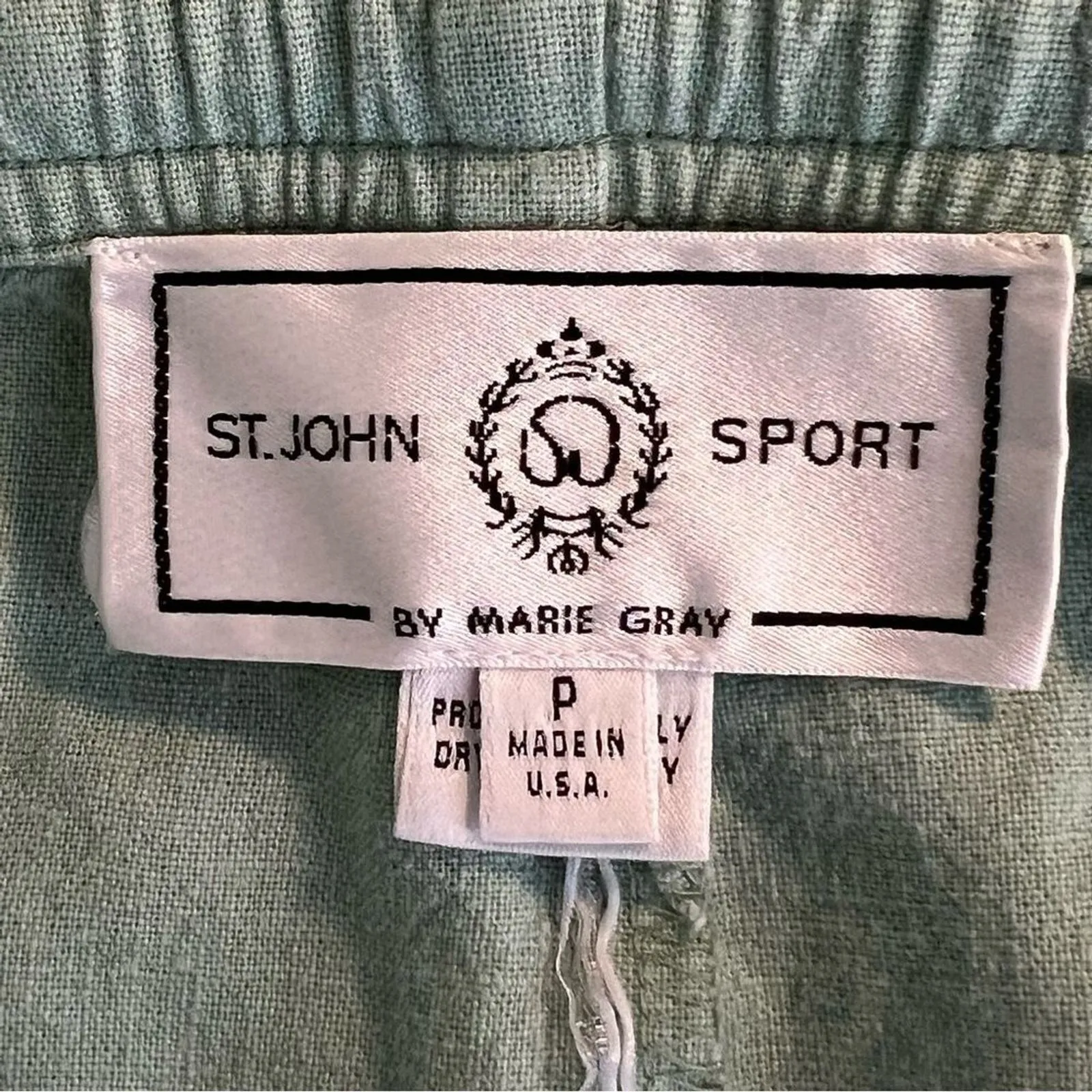 St. John Sport Linen Blend Pull On Pant Size P Resort Beachy Travel Lightweight Green - Image 6