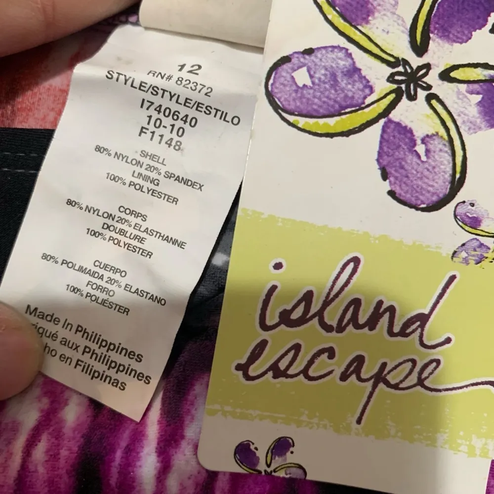 Womens Island Escape Swimsuit Bottoms Size 12 Purple Black Tie Dye - Image 2