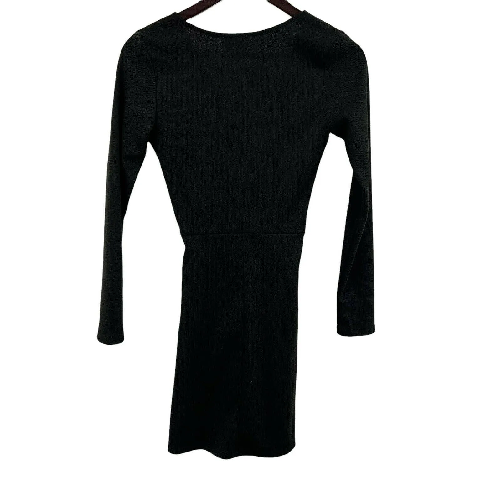Francescas Jun & Ivy Black Faux Wrap Long Sleeve Side Knot Dress Size XXS New‎ - Image 7