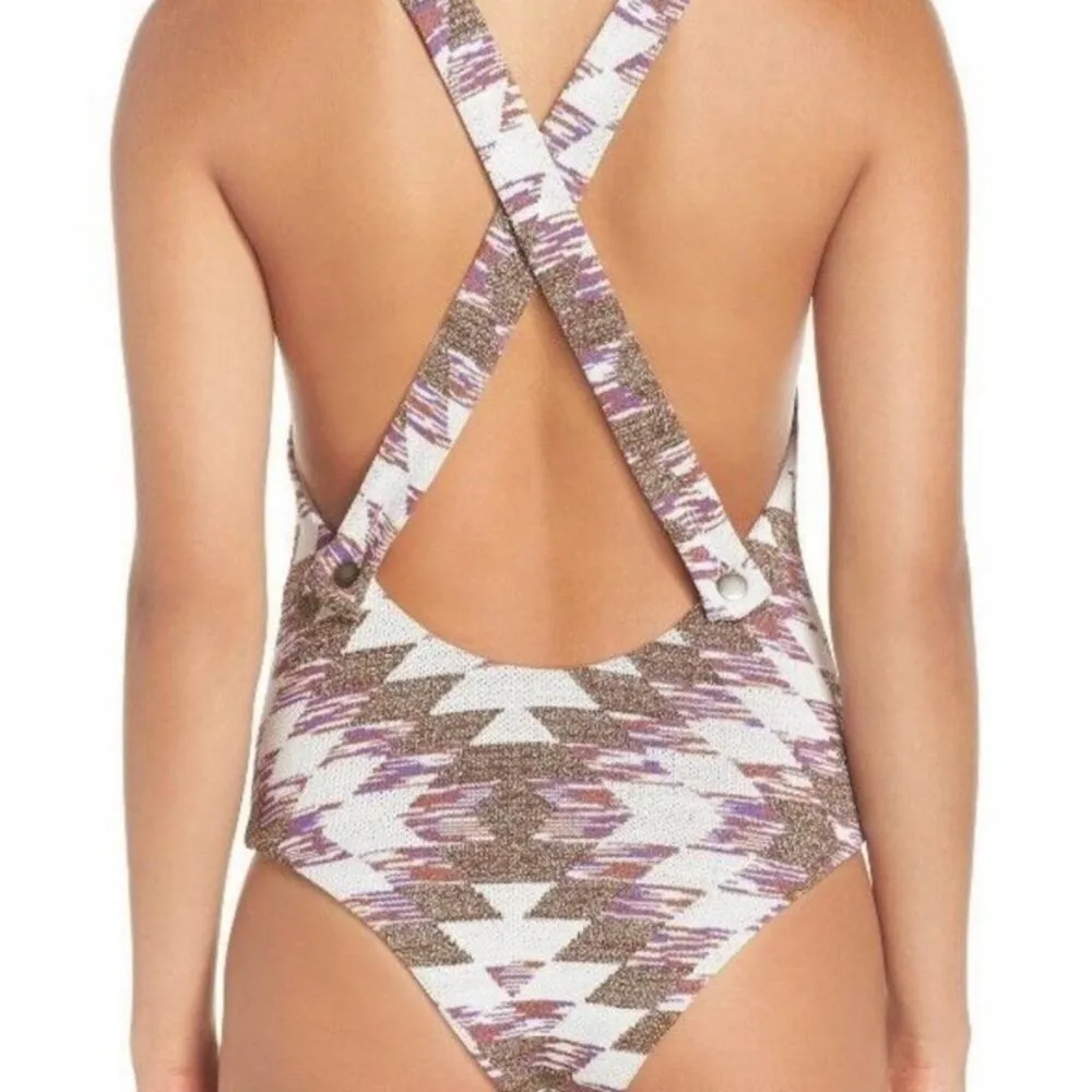 Lovers + Friends Rae Knit Metallic One Piece swimsuit size large NWOTS - Image 2