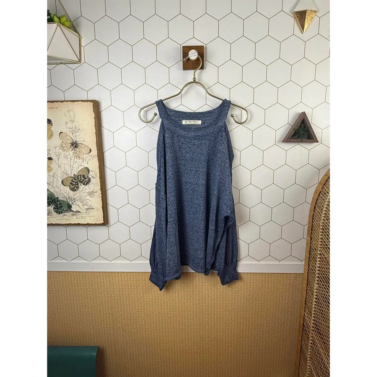 We The Free Chill Out Long Sleeve Cold Shoulder Top in Storm Blue - Size - Small - Image 3