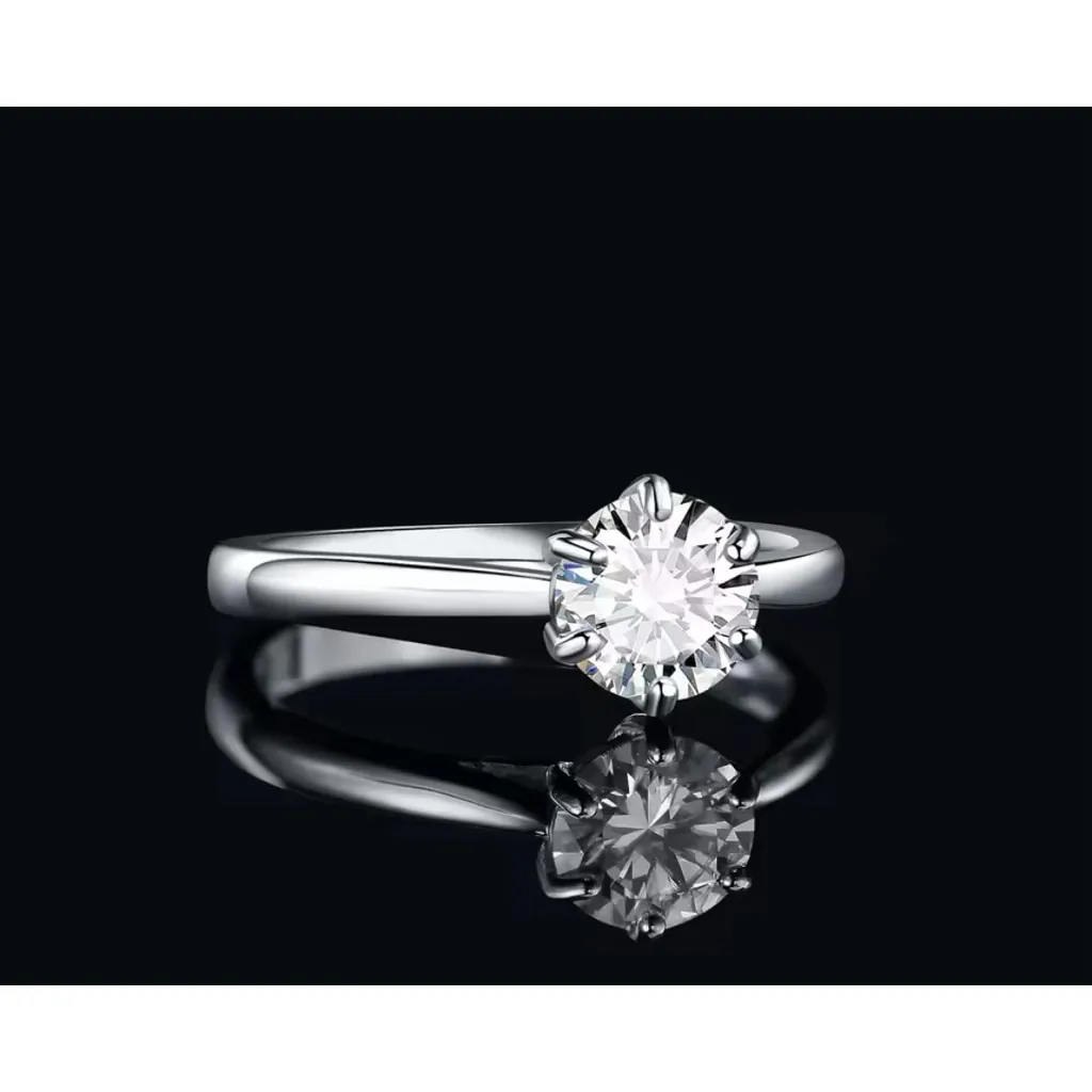 NEW 1ct Solitaire‎ Platinum Silver Simulated Diamond Engagement Ring, Size 6 - Image 14