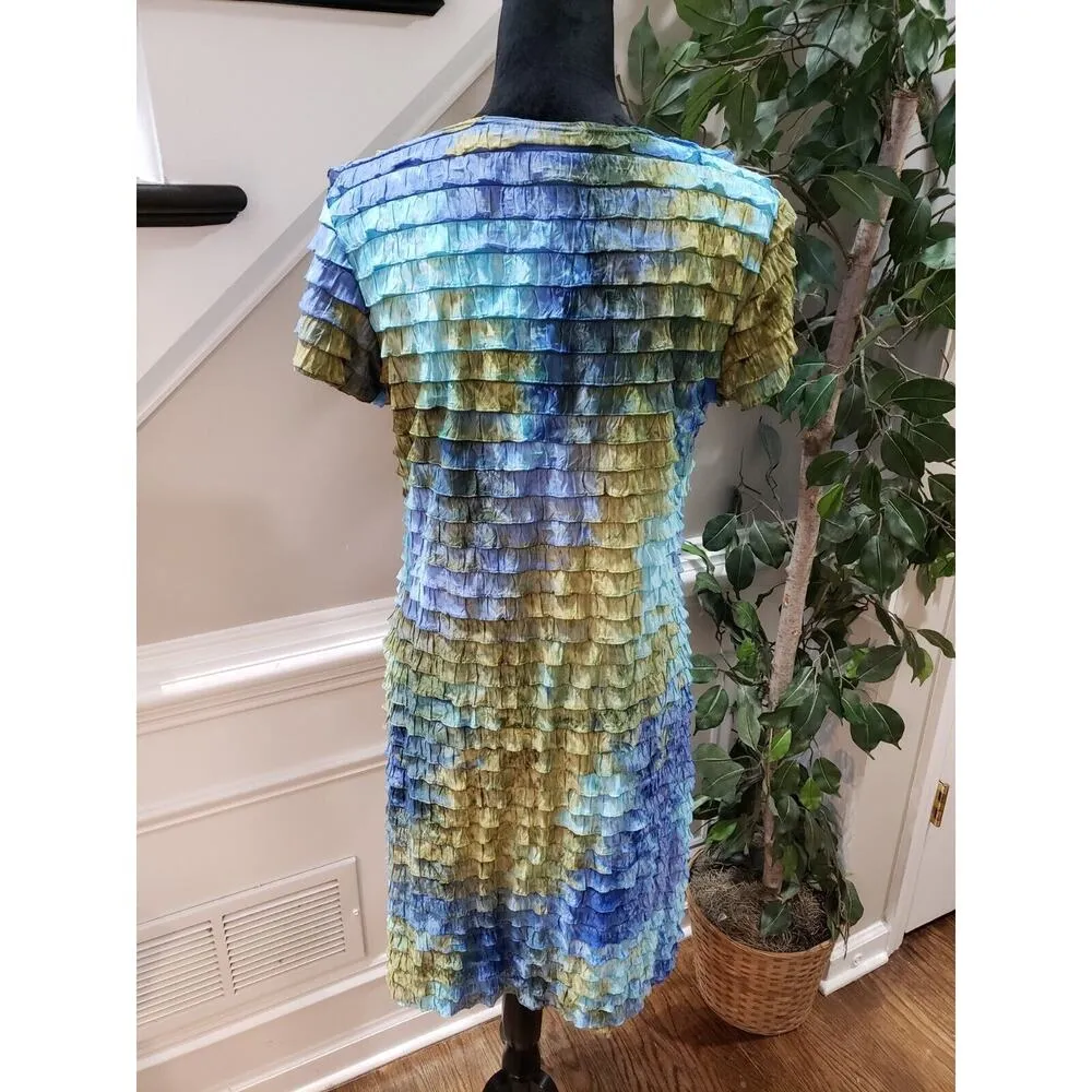 Sunny Leigh Women's Multicolor Polyester V-Neck Short Sleeve Knee Length Dress L - Image 8