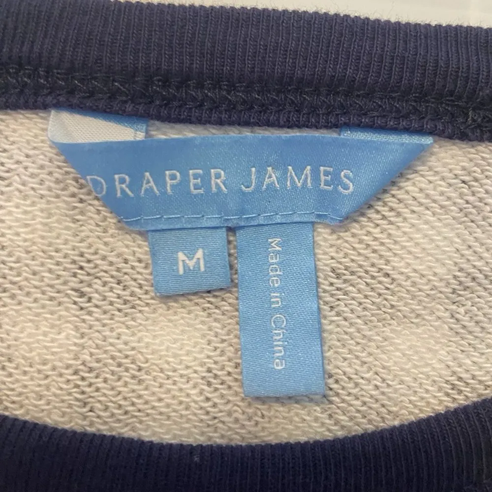 Draper James Natalie Sweatshirt Gingham Navy White Size M Checked Preppy Coastal - Image 9