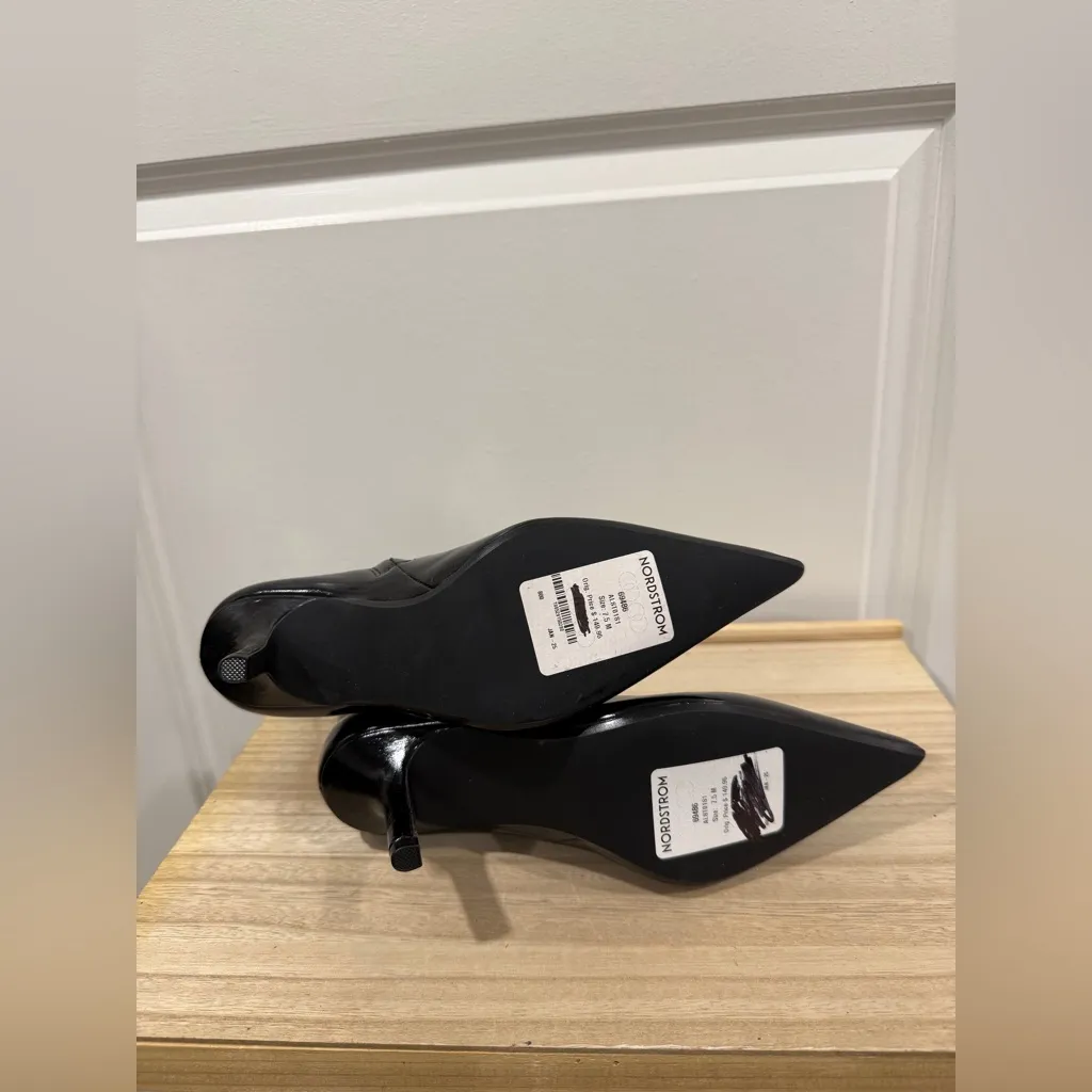 Nordstrom Alston Black Leather Pointed Toe Ankle Boots Size 7.5 - Image 5