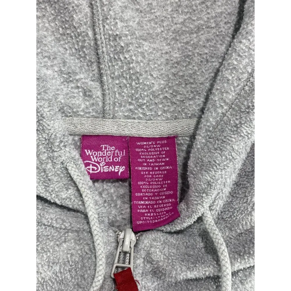 VTG 90's Mickey Mouse Gray Hoodie Sweatshirt Fleece  Womens+  22/24 - Image 4
