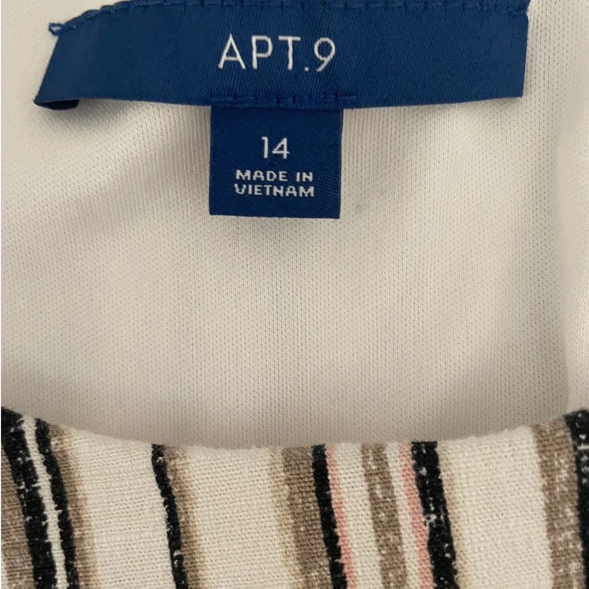 Apt‎ 9 Women Shift Dress 14 Neutral Striped Linen Blend Coastal Office Travel - Image 2