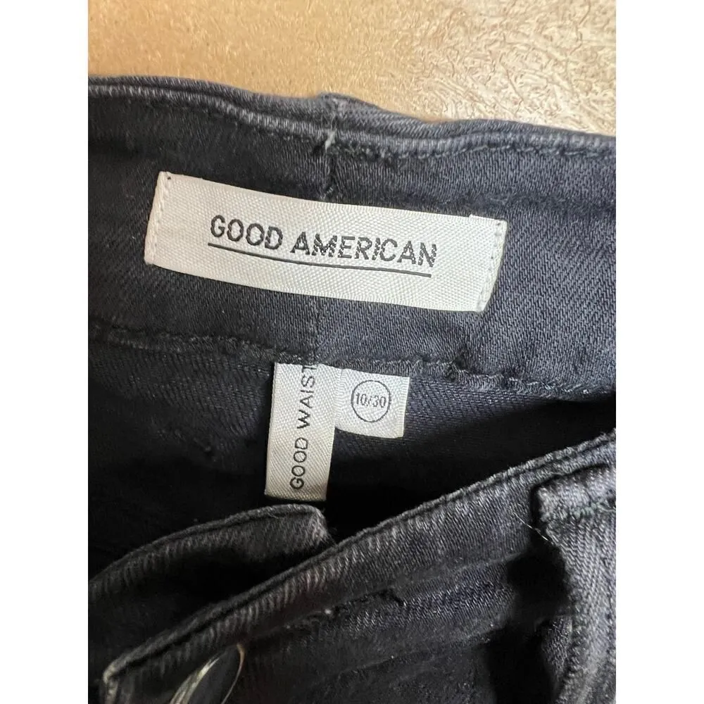 Good American Good Waist Raw Edge Jeans in Black Sz. 10/30 - Image 4