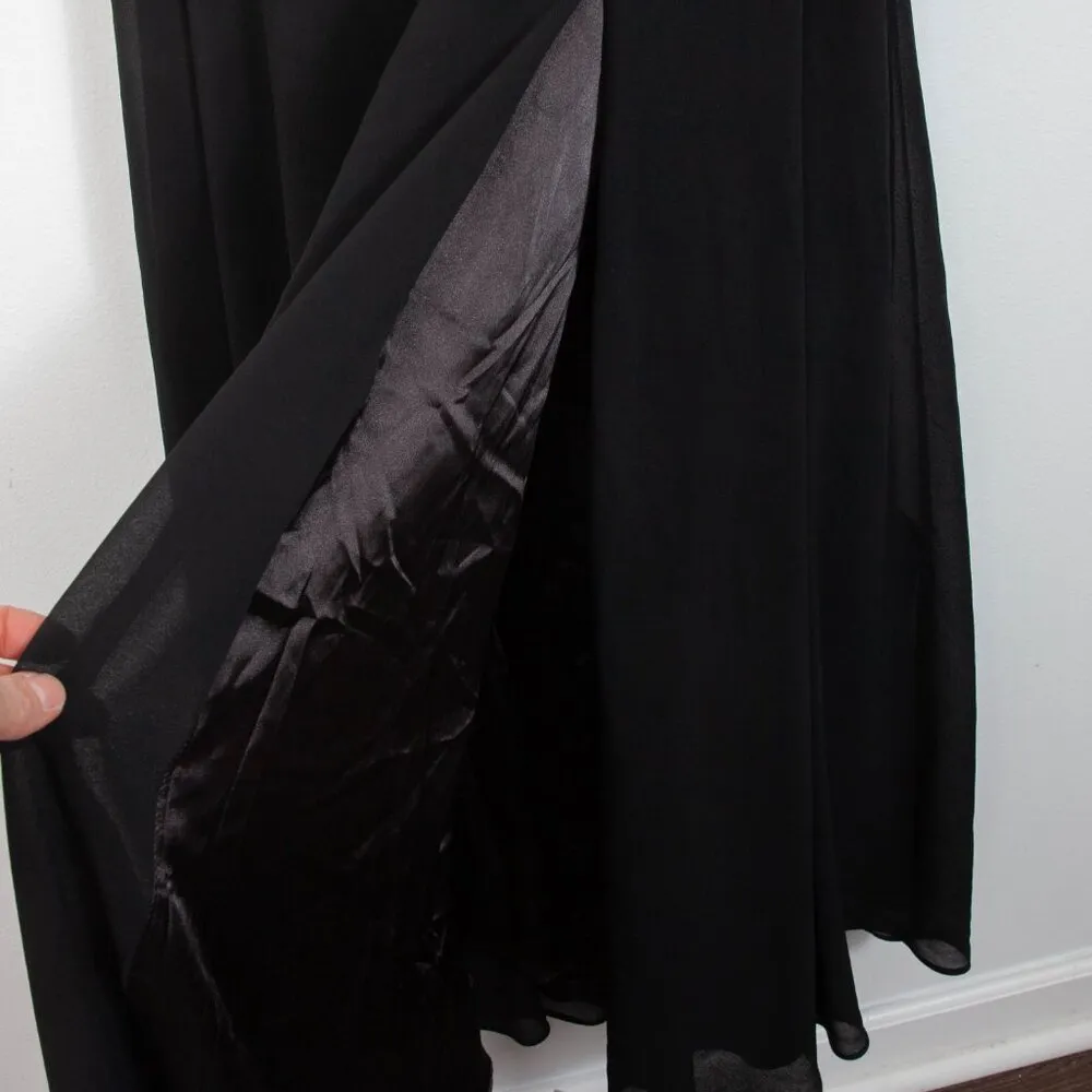 Lulus Womens Romantically Speaking Black Cowl Lace Up Maxi Dress Size M Flowy - Image 9