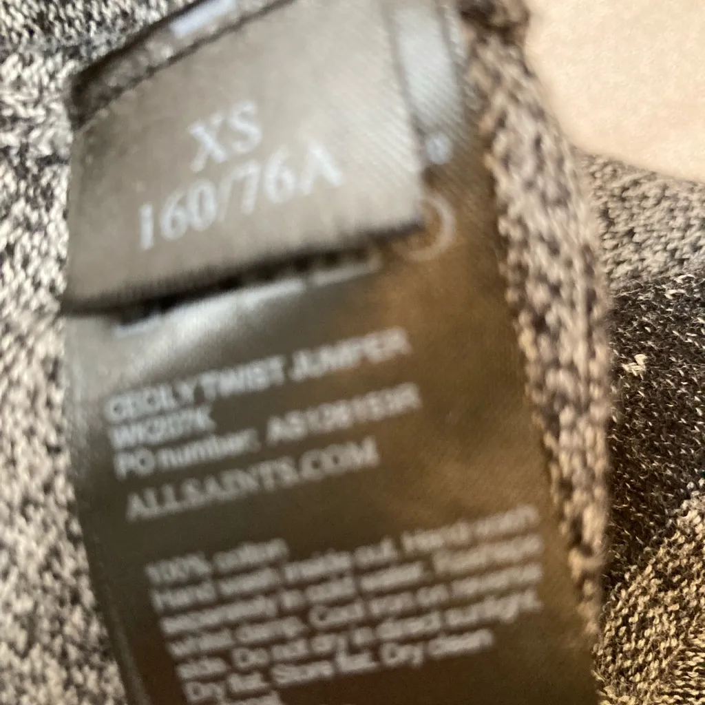 AllSaints Wool Blend Sweater Women’s XS Black Gray Cold Shoulder - Image 4