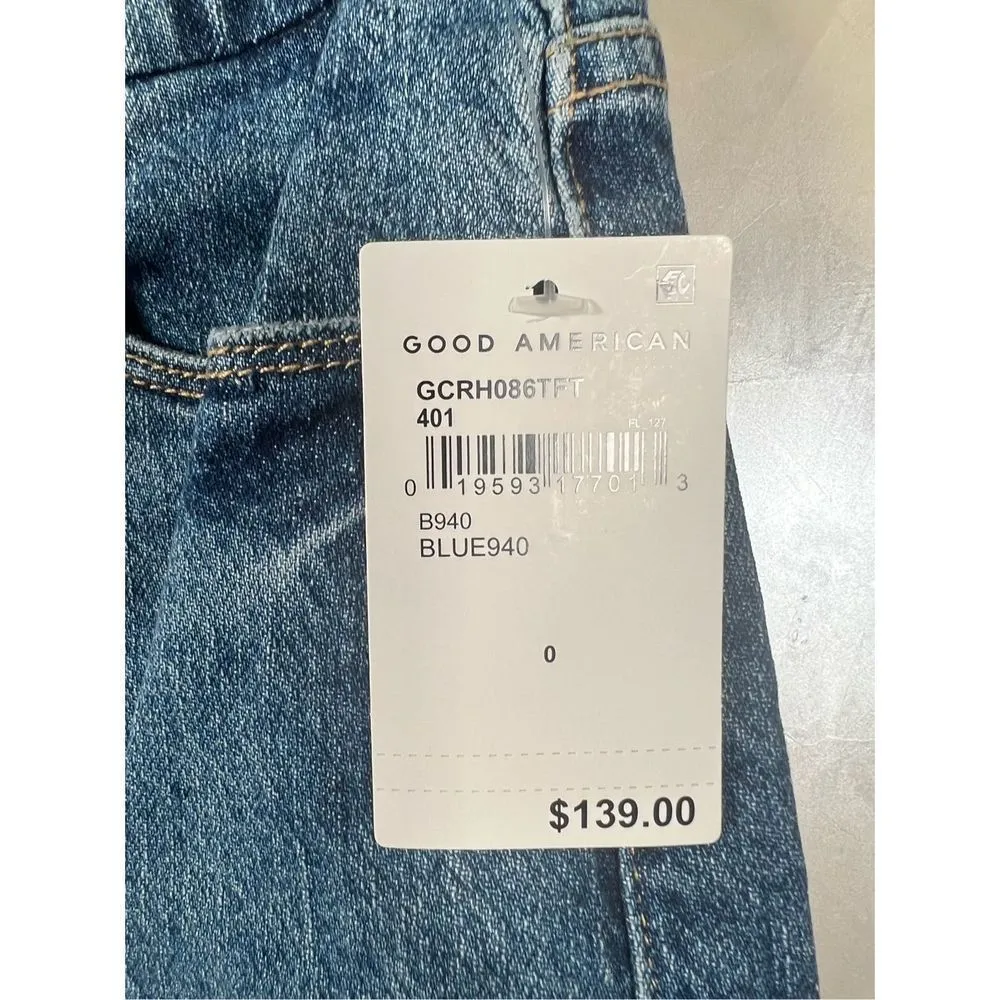 Good American Good Classic Raw Hem High Waist Slim Jeans in Blue940 Size… - Image 4