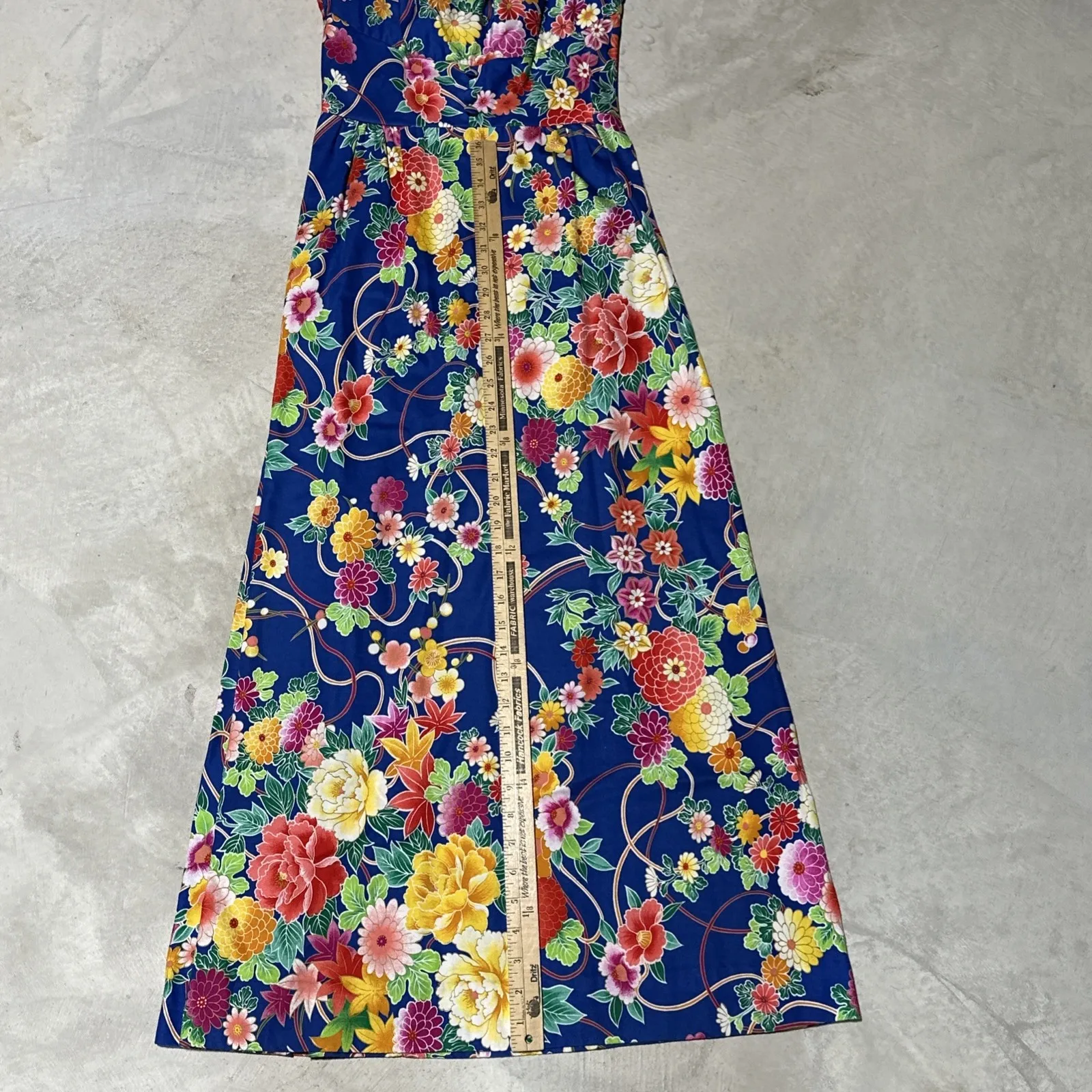 Authentic VTG 60s Andrade Honolulu Collectible Cotton Dress SZ 10 Blue Print M - Image 9