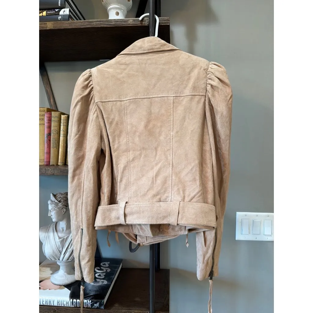 retrofete Tai Suede Moto Jacket Hummus Womens Size Small Tan - Image 7