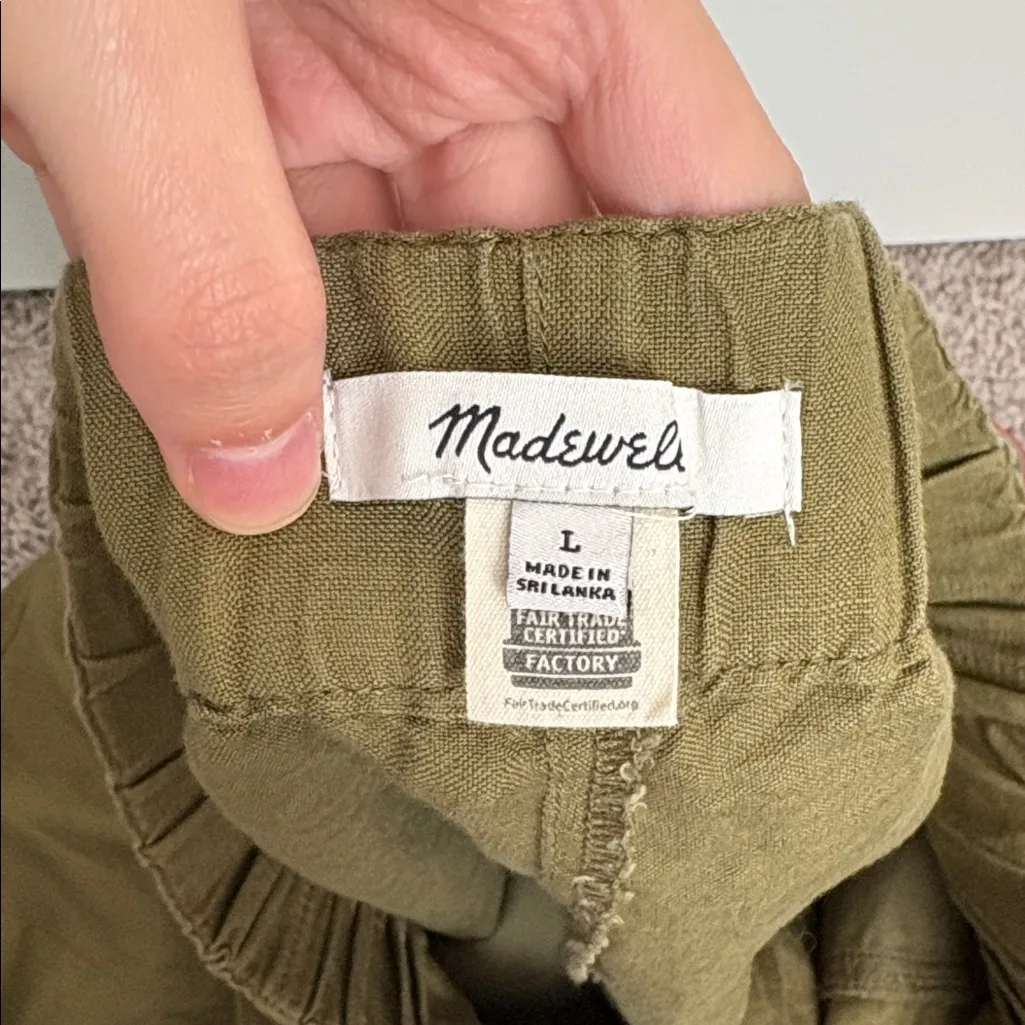 Madewell Women’s Linen-Blend Pull-On High-Rise Wide-Leg Pants Vintage Moss L - Image 7