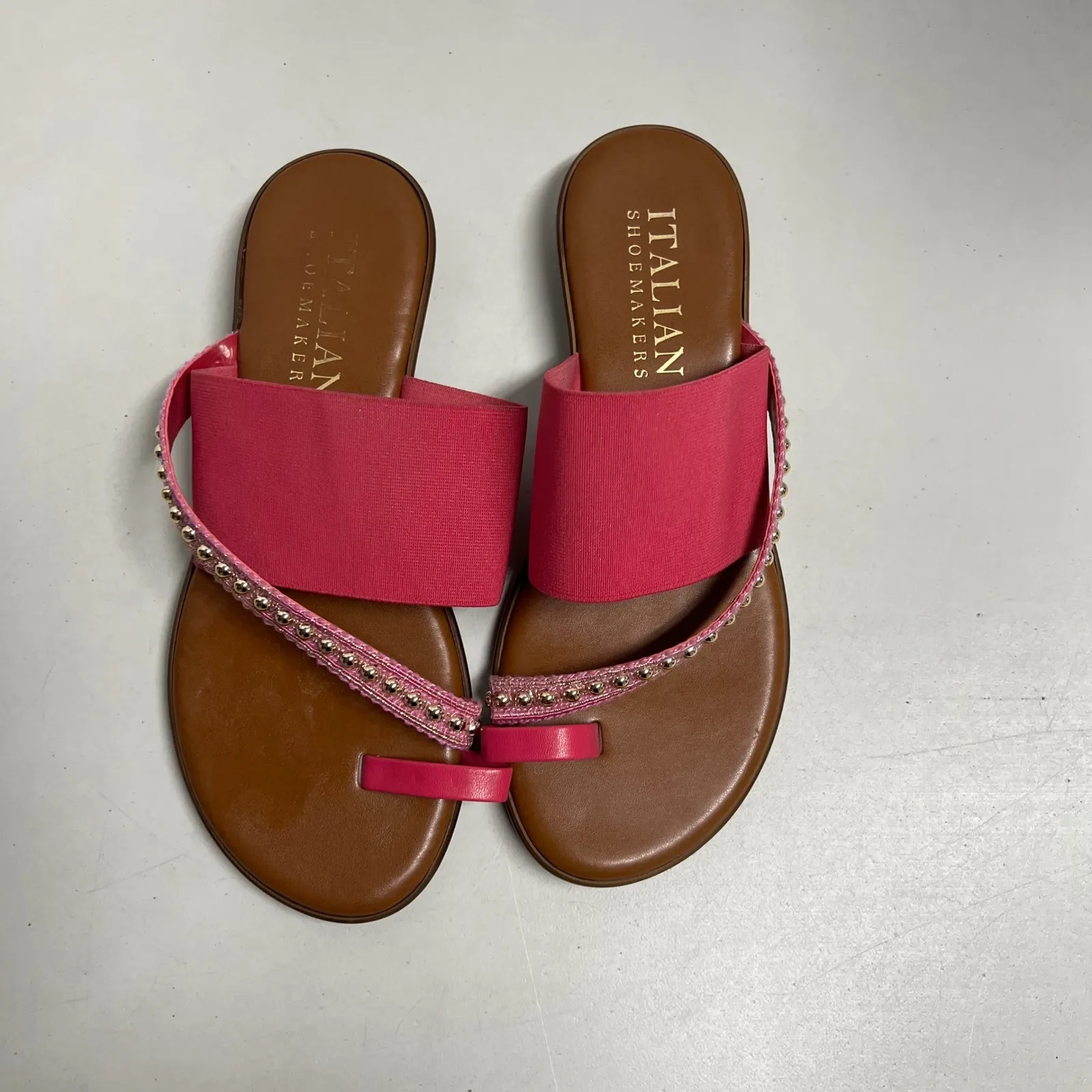 ITALIAN SHOEMAKERS Women's Toe Band Slide Pink‎ Sandals Made In Italy Size 8 - Image 7