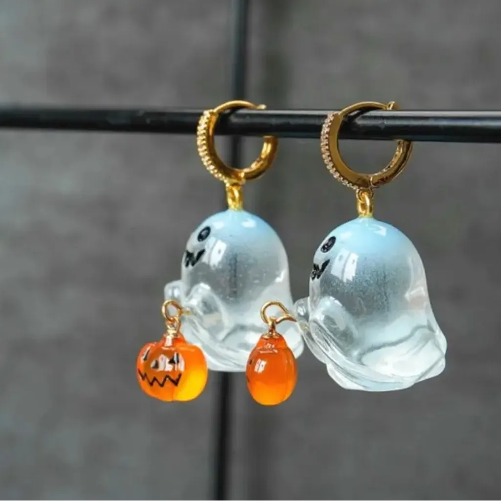 Ghost and Pumpkin Halloween Earrings - Image 2