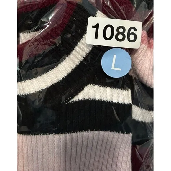 Karen Scott Women Large Stripe Mock Neck‎ Red Sweatshirt Casual Rainbow - Image 5