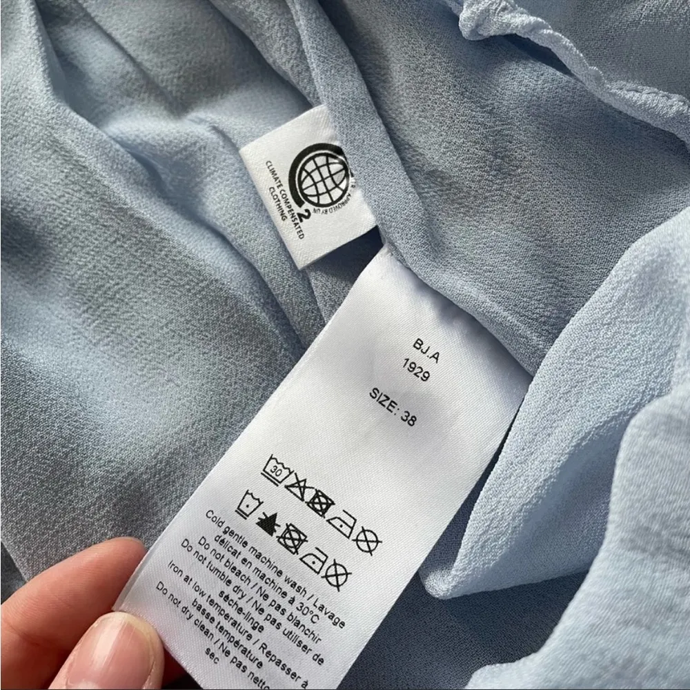 GANNI Georgette Blue Ruffle Wrap Dress - Image 14