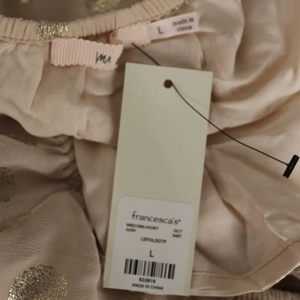 New Francescas Anett Foil Polka Dot Top Metallic Glitter Peplum Elastic Waist - Image 5