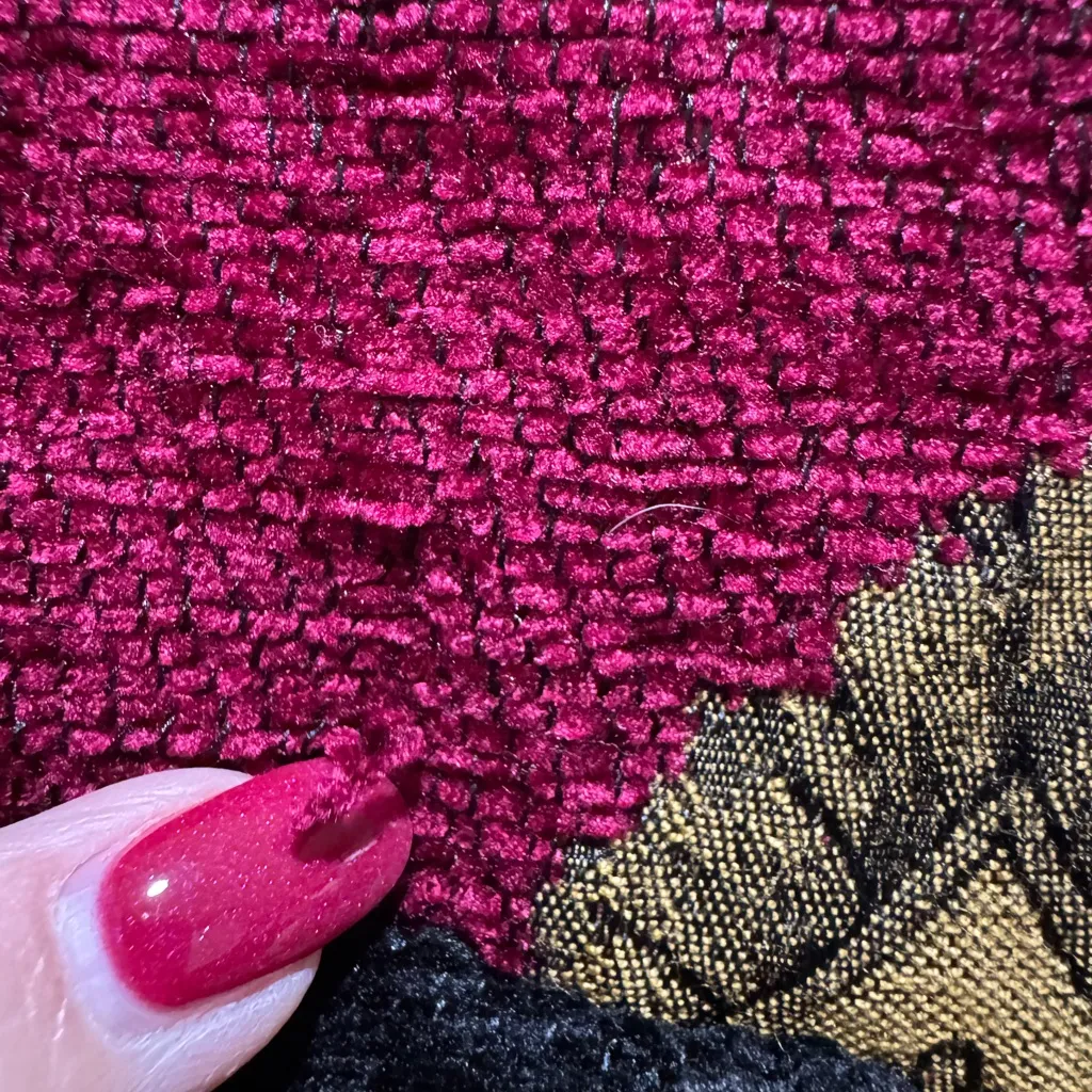 Indigo Moon Patchwork Jacket Women’s Small Boho Art to Wear Button Front Red - Image 15