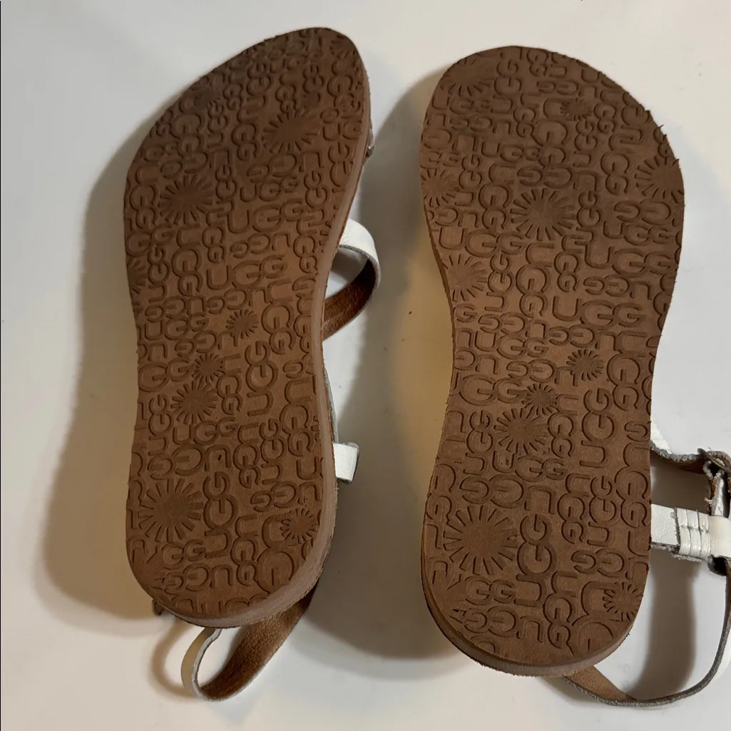 UGG White and Silver Braided Sandals - Image 4