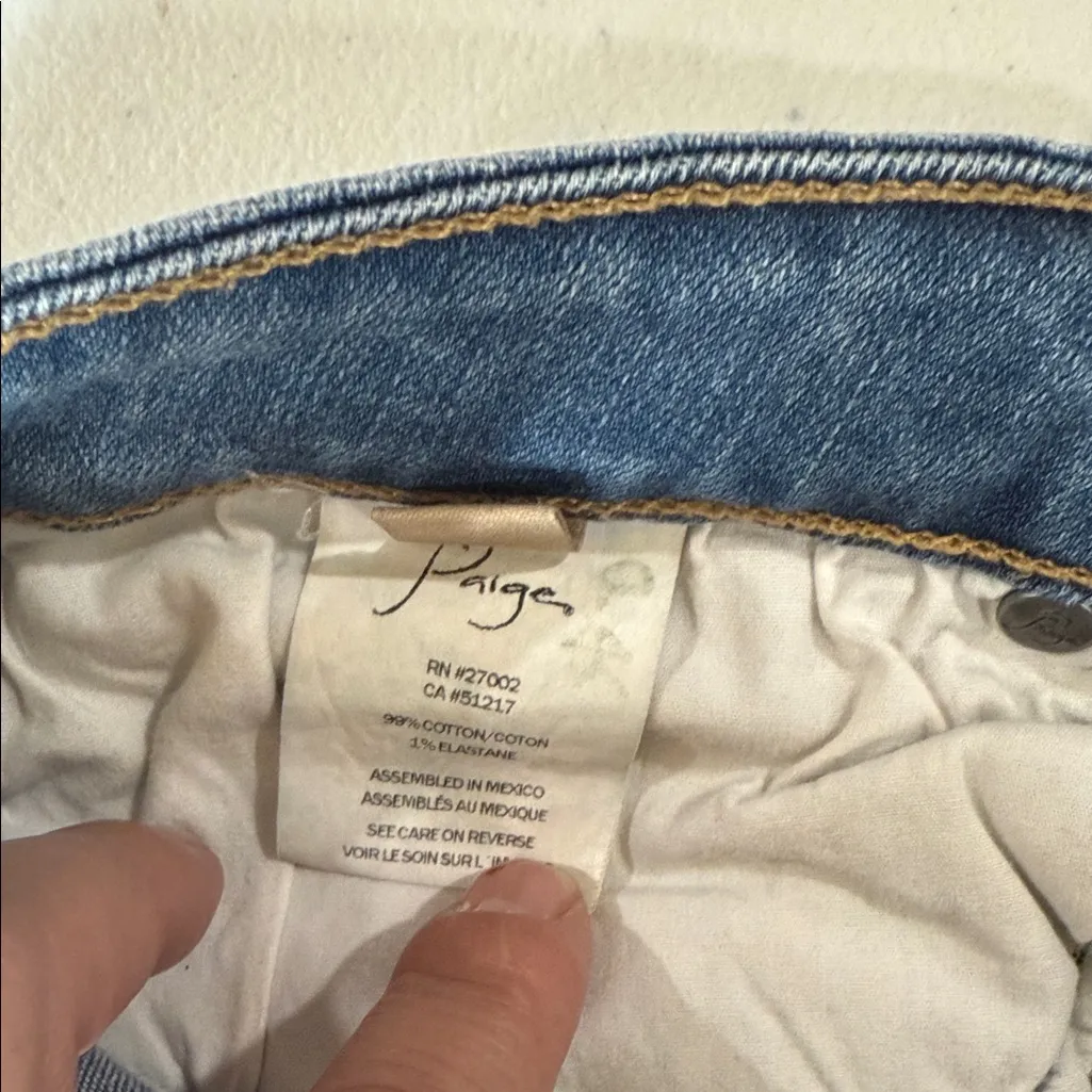PAIGE Distressed Blue Jean Shorts size 28 - Image 5