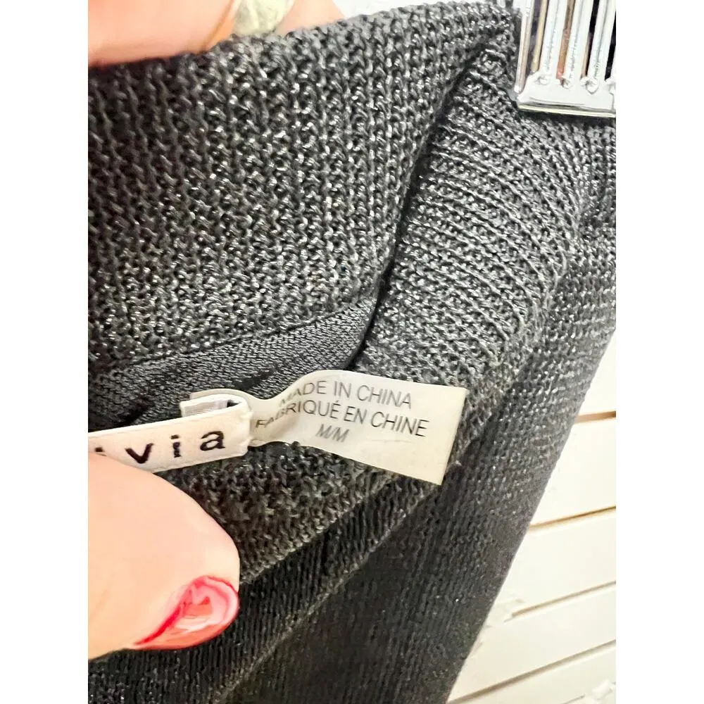 NWT Alice + Olivia High Rise Cutout Knit Pencil Cut Midi Skirt Black Women's M - Image 7