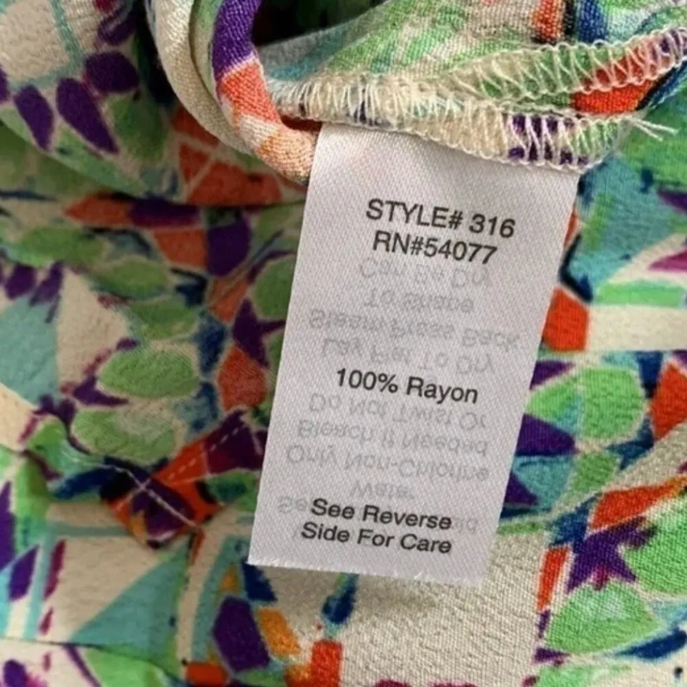 CABI 316 Kaleidoscope Sleeveless Blouse Green Multi Geometric Boho Peplum Tunic - Image 10