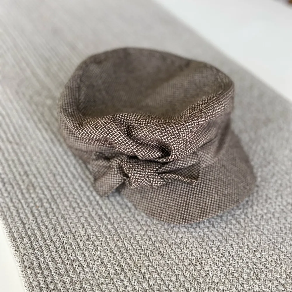 Vintage Y2K Brown White Houndstooth Wool Blend Newsboy Hat Cap - Image 7