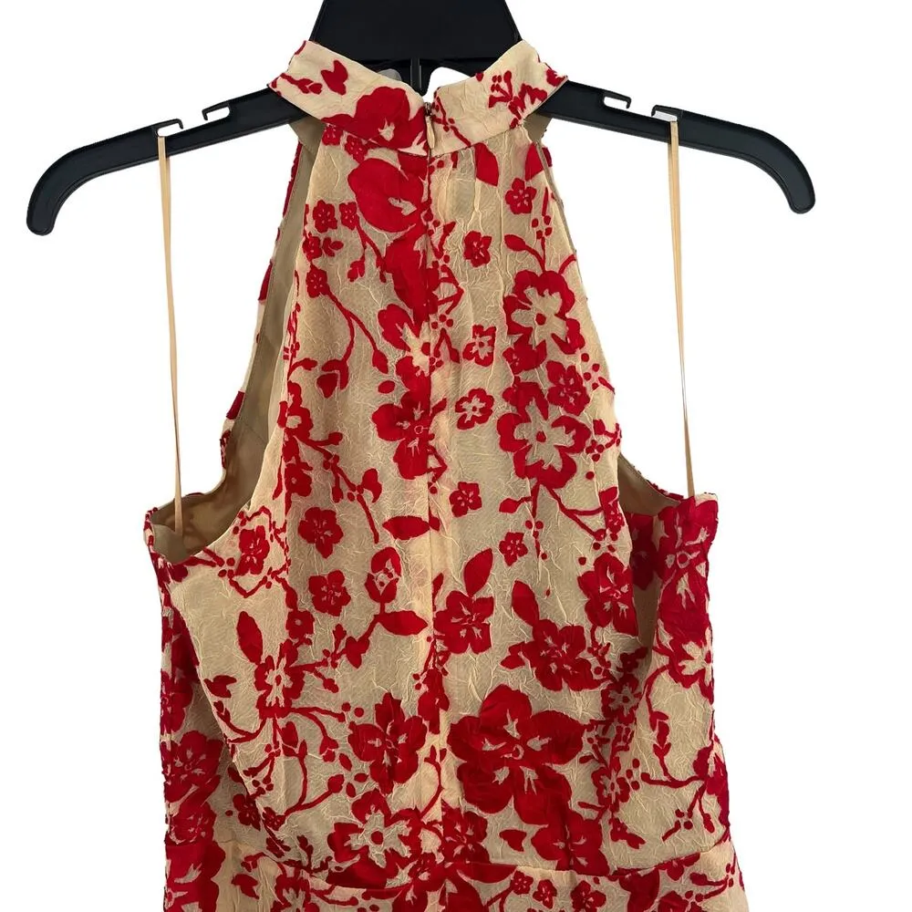 Devlin High Neck Red Floral Dress Size 6 New - Image 4