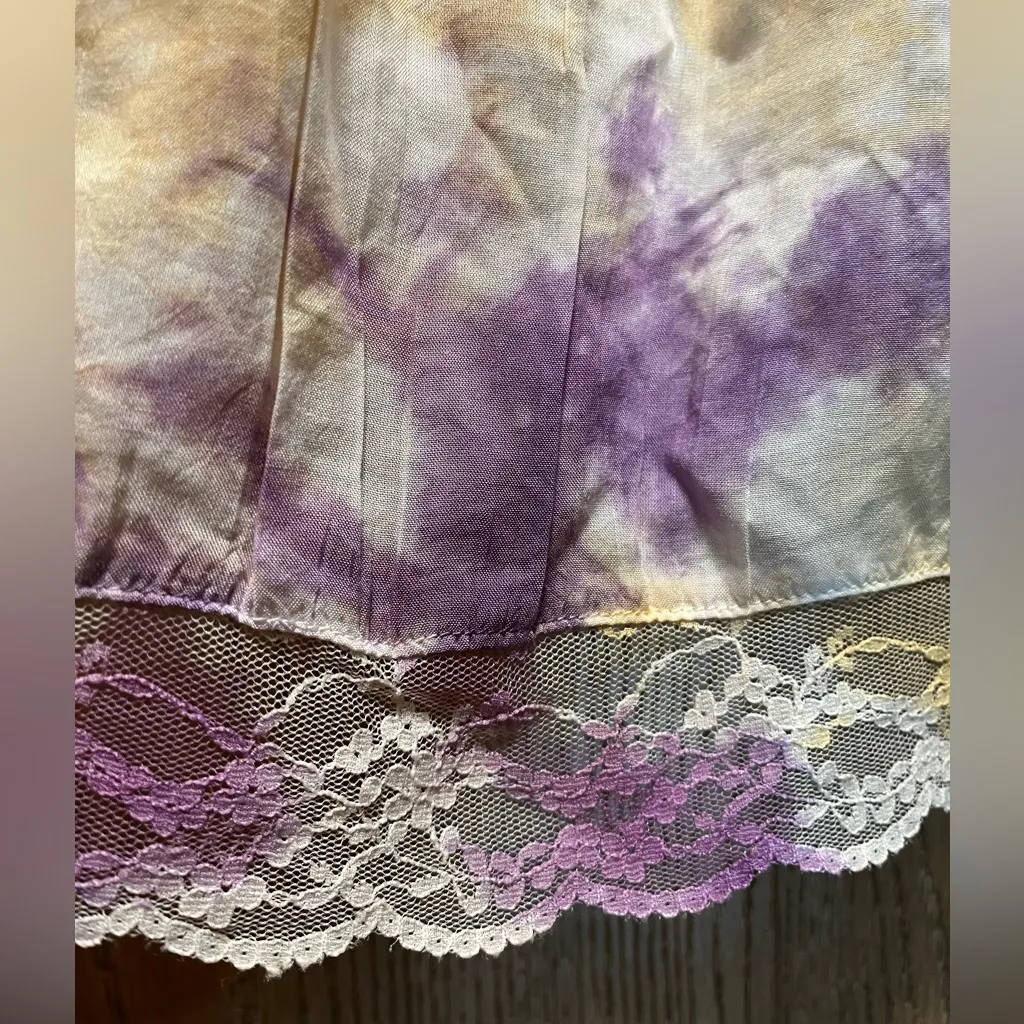 NWT! Anthropologie Purple and Yellow Tie-Dye Lace Trimmed Cami - Image 6