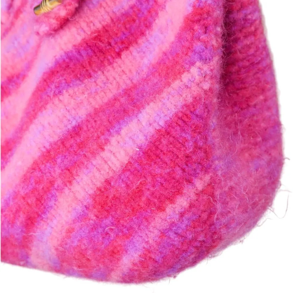 Vintage 90s Pink Wool Satchel Purse - Image 7