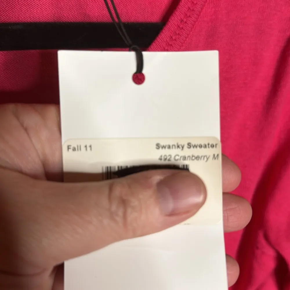 NWT CAbi Pink Swanky Sweater Ruched Bow Cardigan Cotton Cashmere Blend Sz Medium - Image 5