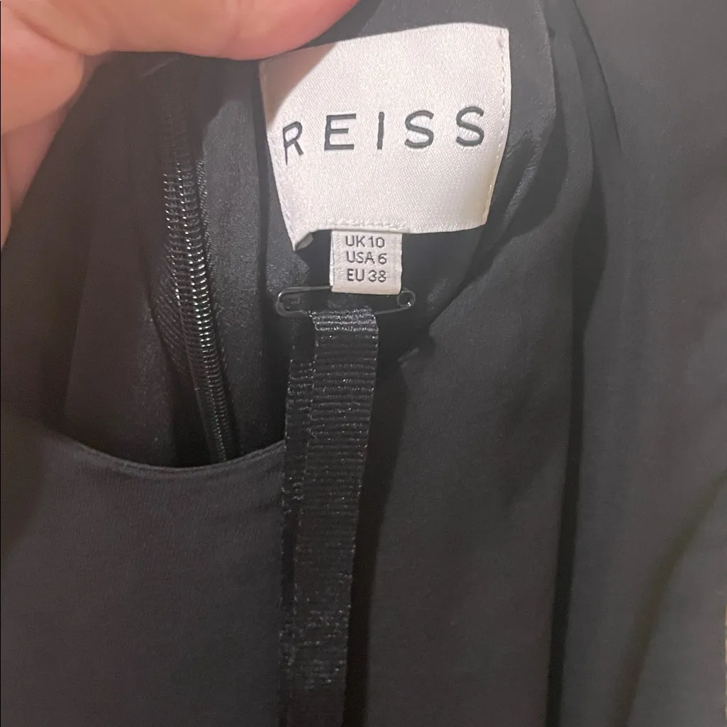 Womens Like New Reiss Black Metallic Coral Design Flowey Tiered Shift Mini Dress - Image 6