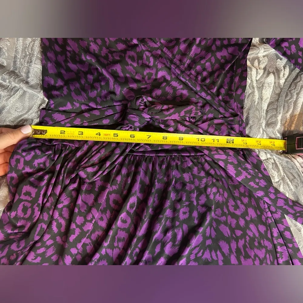 MODA INTERNATIONAL Purple Leopard Print Long Sleeve Small - Image 6