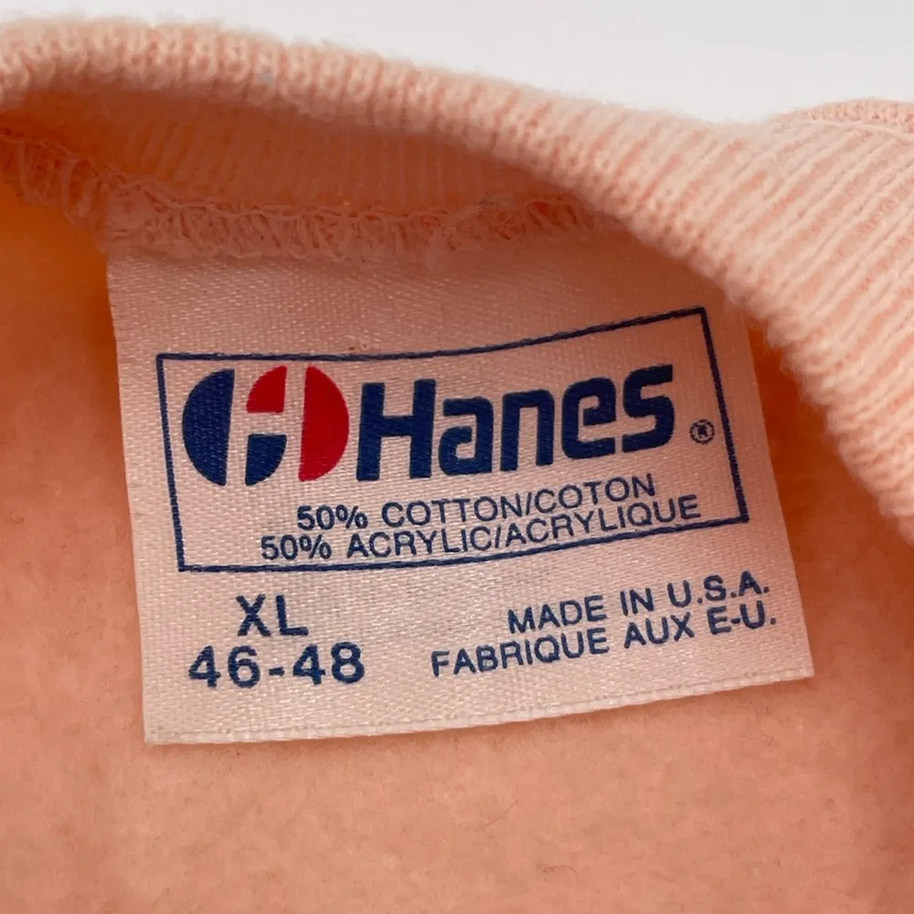 VTG Hanes Peach Embroidered Floral Crewneck Sweater USA Womens *READ* Pink Size M - Image 10