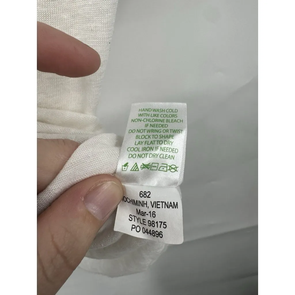 Lilly Pulitzer 100% Linen Top Women XS White Minimalist Beach Coastal Preppy‎ - Image 6