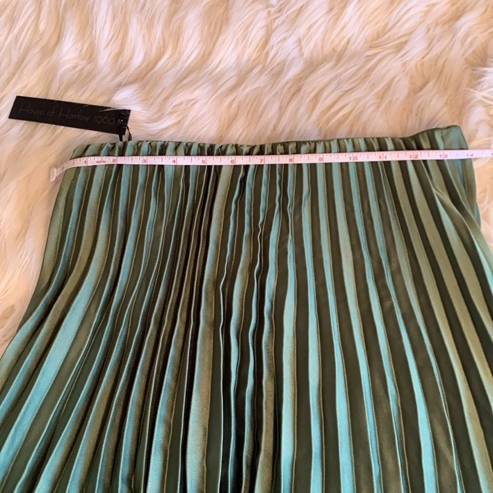 Women’s House of Harlow 1960 Emerald Green Pleated Midi Maxi Skirt Size Medi - Image 8