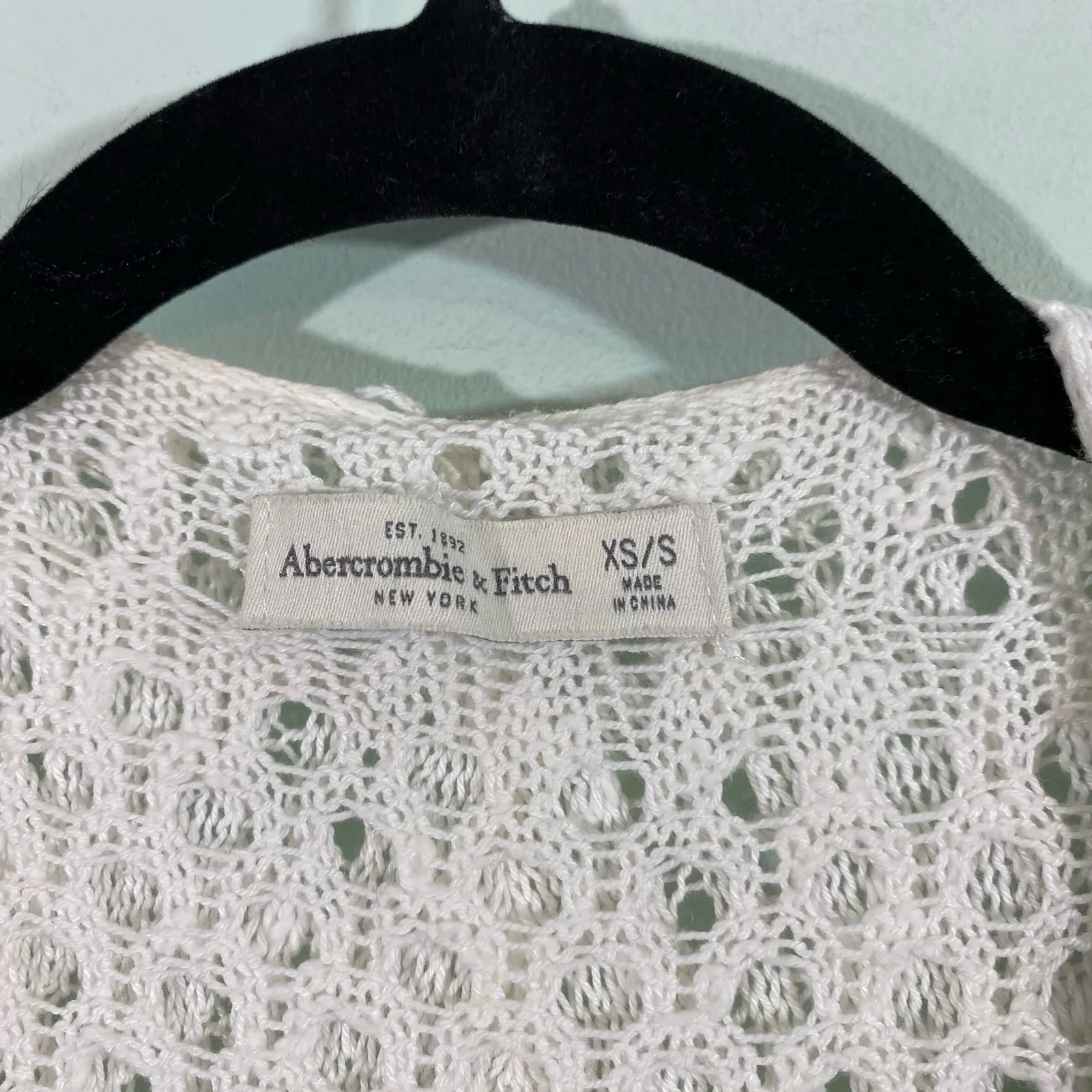 Abercrombie & Fitch 90s/ Y2K White Crochet Waterfall Front Cardigan Size XS/S - Image 4